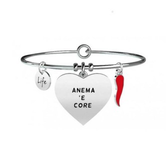 1 - Bracciale Kidult 731227 acciaio 316L ciondolo "Anema 'e core" con cristalli collezione Irony