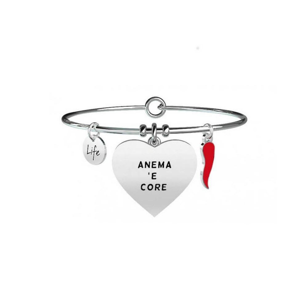 1 - Bracelet Kidult 731227 steel 316L pendant "Anema 'e core" with crystals Irony collection.