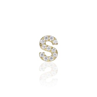 1 - Single earring letter S Yellow Gold Stroili with zircons 1415504 Poeme