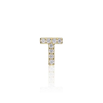 1 - Single earring letter T Yellow Gold Stroili with zircons 1415505 Poeme