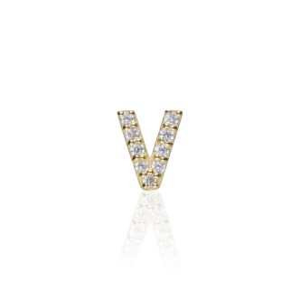 1 - Single earring letter V Yellow Gold Stroili with zircons 1415506 Poeme