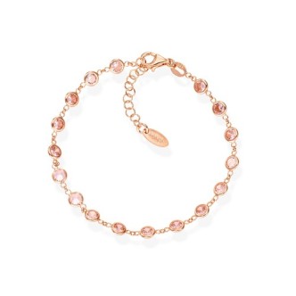 1 - Amen Tennis Bracelet with pink zircon drops BRGORRO3 Silver 925