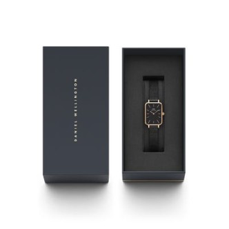 1 - Daniel Wellington women's watch rectangular black DW00100433 Pressed Ashfield steel