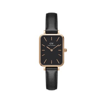 1 - Daniel Wellington women's watch rectangular black leather DW00100435 steel Pressed Sheffield