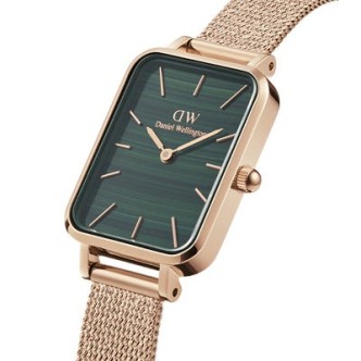 1 - Orologio Daniel Wellington donna rettangolare verde rosato DW00100437 acciaio Pressed Melrose