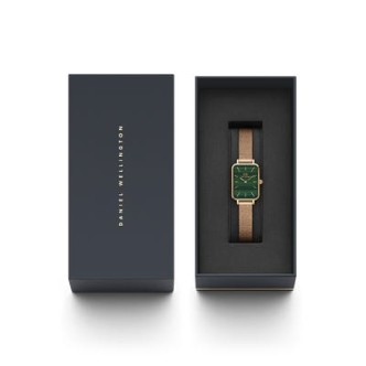 1 - Orologio Daniel Wellington donna rettangolare verde rosato DW00100437 acciaio Pressed Melrose