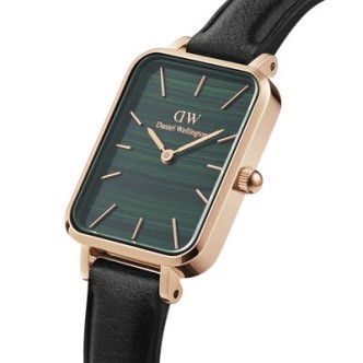 1 - Daniel Wellington women's watch rectangular green DW00100439 Pressed Sheffield leather