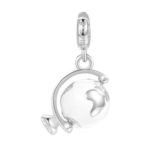 1 - 925 Sterling Silver Rosato Globe Charm RZ049R "One way ticket"