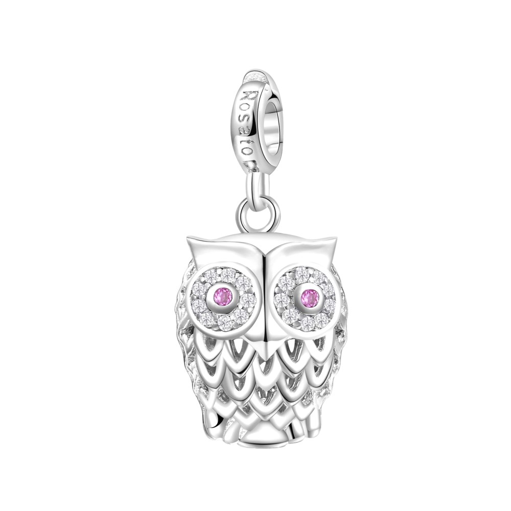 1 - Charm Gufetto Rosato Argento 925 con zirconi rosa RZ002R