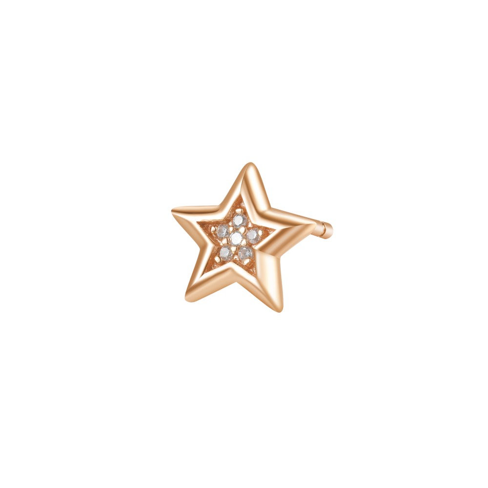 1 - Single earring star Rosato Mix and Match 925 Silver RZO026 with zircons