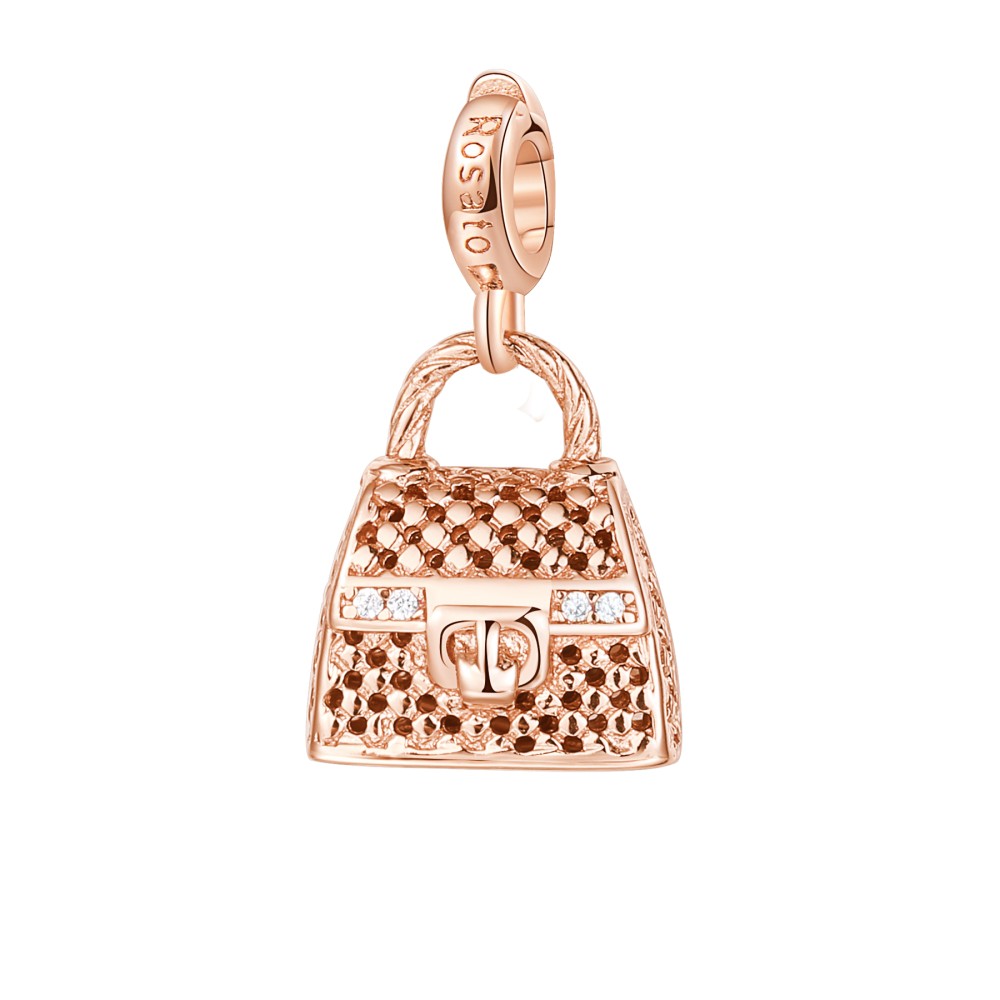 1 - Charm borsa Rosato Argento 925 con zirconi RZ029