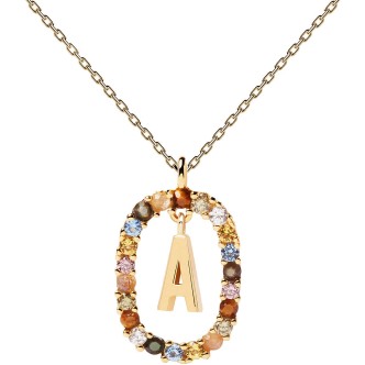 1 - Collana lettera A Pd Paola donna pietre multicolor CO01-260-U Argento 925 Letters