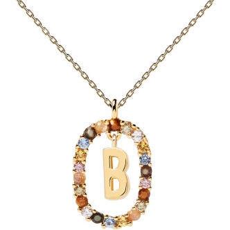 1 - Necklace letter B Pd Paola woman multicolor stones CO01-261-U Silver 925 Letters