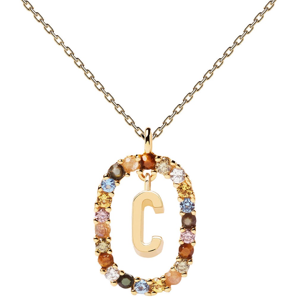 1 - Necklace letter C Pd Paola woman multicolor stones CO01-262-U Silver 925 Letters