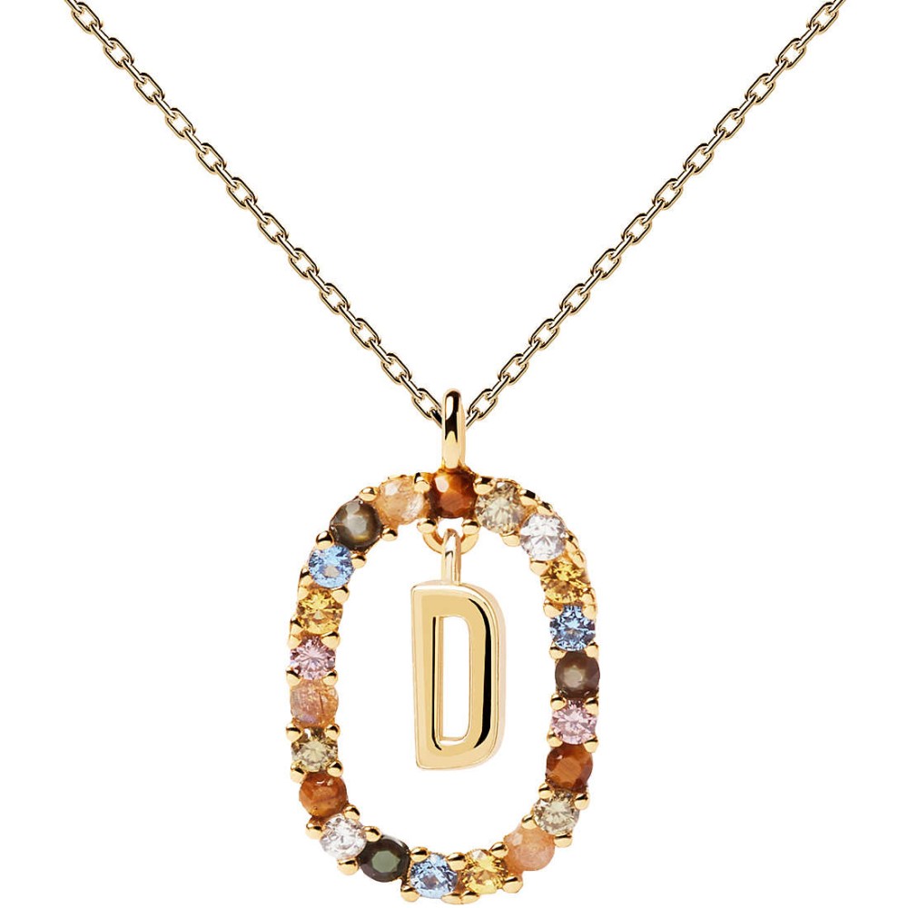 1 - Collana lettera D Pd Paola donna pietre multicolor CO01-263-U Argento 925 Letters