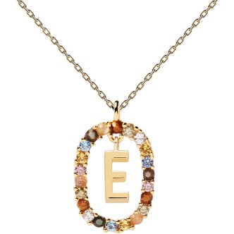 1 - Necklace letter E Pd Paola woman multicolor stones CO01-264-U Silver 925 Letters