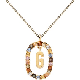 1 - Necklace letter G Pd Paola woman multicolor stones CO01-266-U Silver 925 Letters