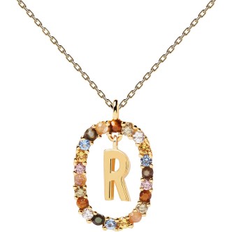 1 - Collana lettera R Pd Paola donna pietre multicolor CO01-277-U Argento 925 Letters