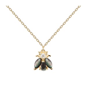 1 - Fly necklace PD Paola Zaza Gold CO01-198-U 925 silver with zircons and mother of pearl