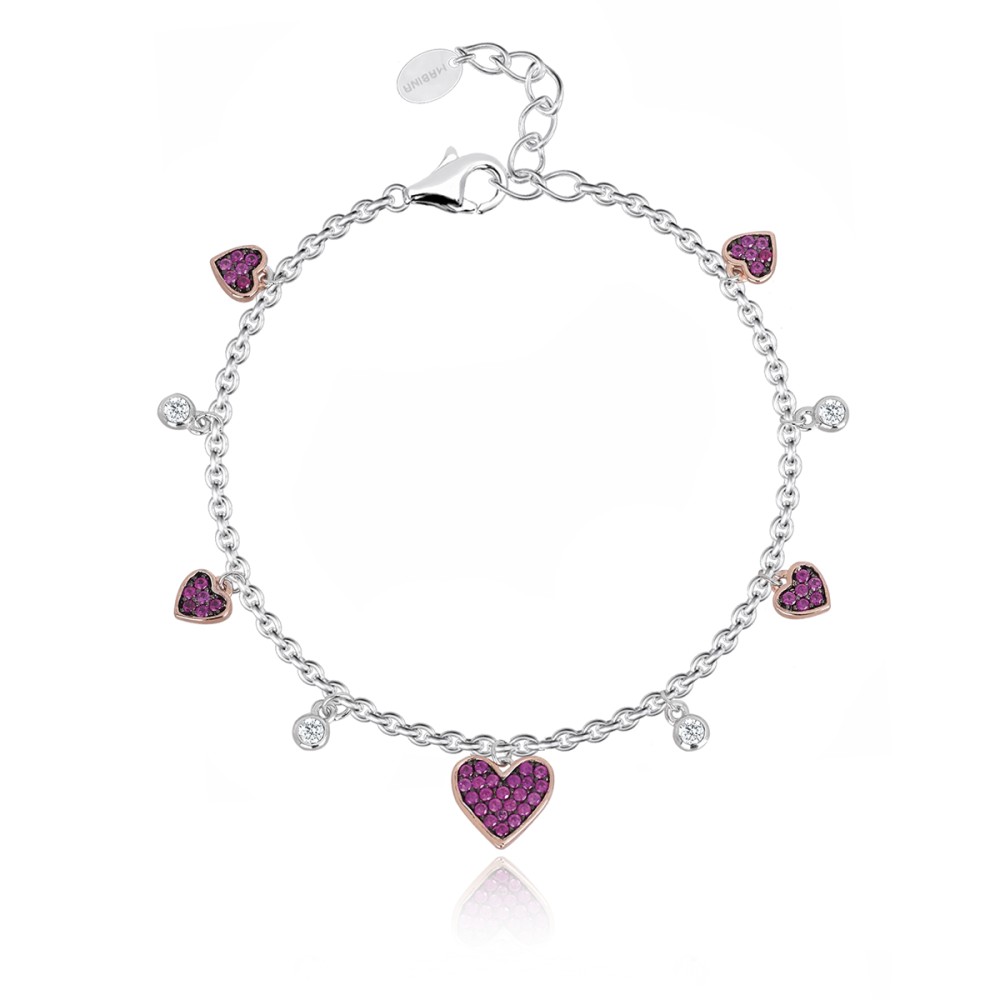 1 - Heart bracelet with rubies woman Mabina 533289 Silver 925