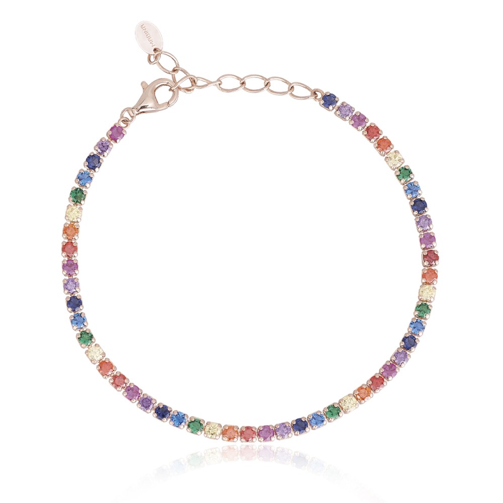 1 - Bracciale Tennis multicolor donna Mabina 533326 Argento 925 rosato con zirconi