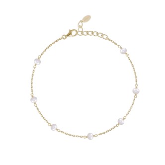 1 - Golden anklet with pearl Mabina woman 533372 Silver 925