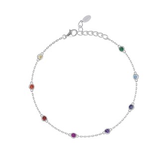 1 - Anklet with multicolor light points Mabina woman 533375 Silver 925