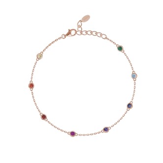 1 - Pink anklet with multicolor light points Mabina woman 533376 Silver 925