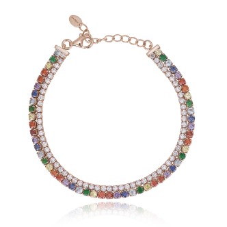 1 - Bracciale Tennis rosato doppio multicolor 533377 Argento 925 con zirconi