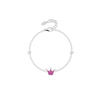 1 - Bracciale bambina corona rosa Mabina Argento 925 533398