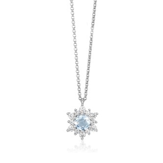 1 - Aquamarine flower necklace for woman Mabina 553055 925 silver 553055