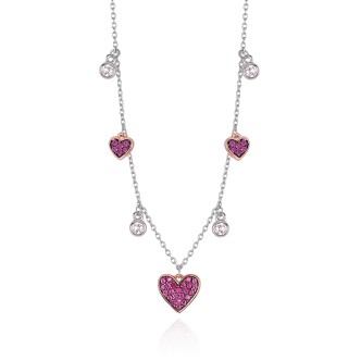 1 - Heart necklace with rubies and points of light woman Mabina 533285 925 silver