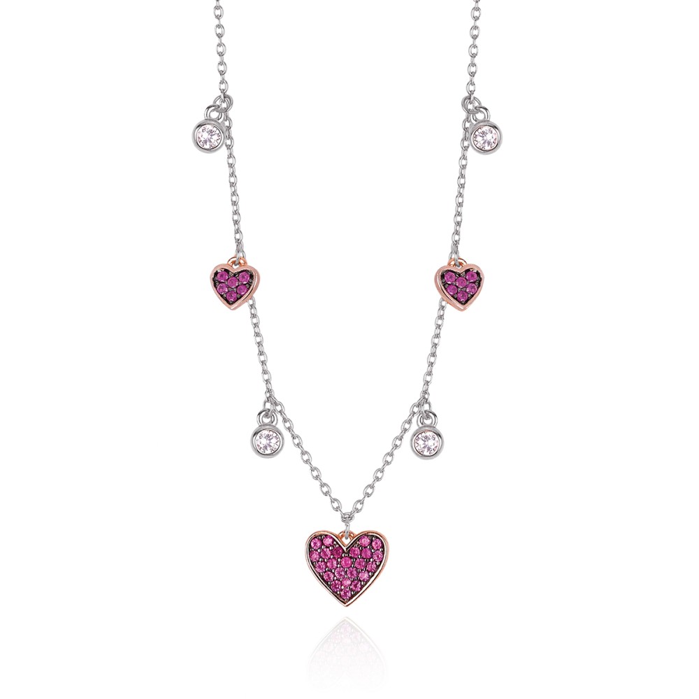 1 - Collana cuori con rubini e punti luce donna Mabina 533285 Argento 925