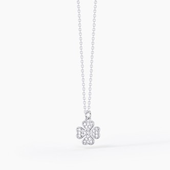 1 - Four-leaf clover necklace with zircons woman Mabina 533296 Silver 925