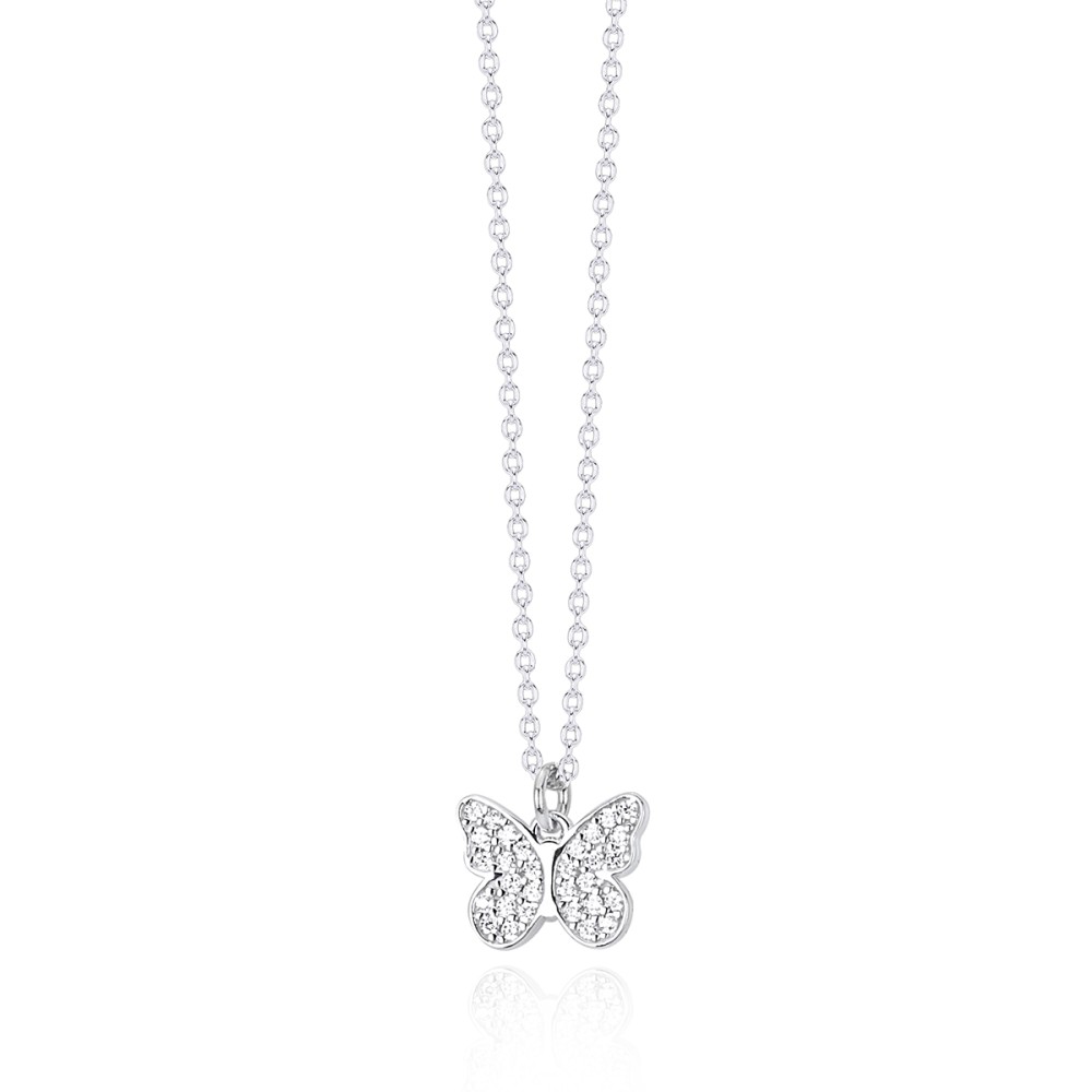 1 - Butterfly necklace with zircons woman Mabina 533299 925 silver