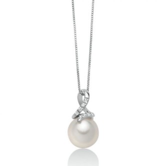 1 - Necklace with diamonds and Miluna pearl for women Gold 750/1000 PCL6124