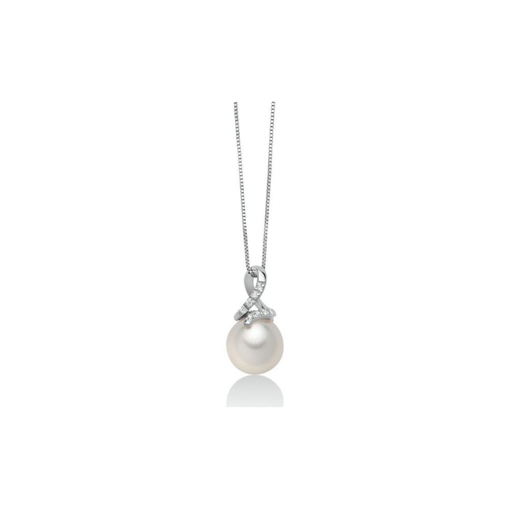 1 - Necklace with diamonds and Miluna pearl for women Gold 750/1000 PCL6124