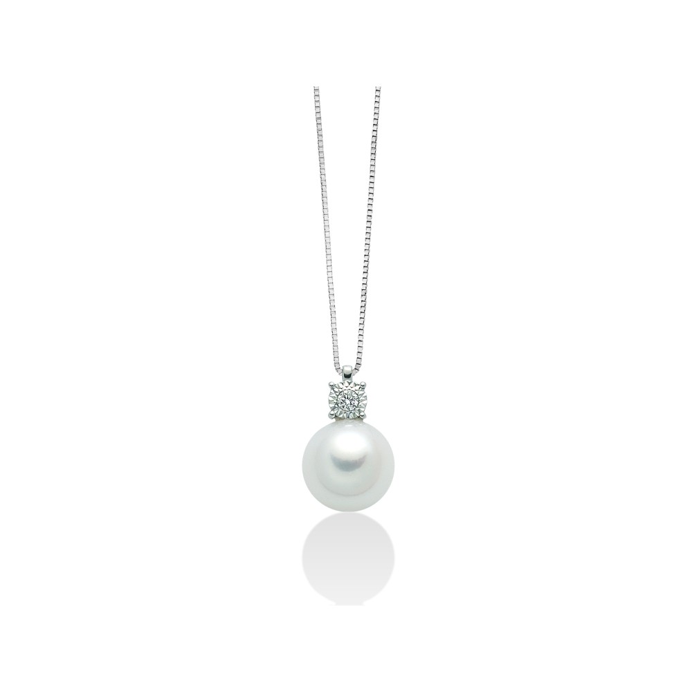 1 - Necklace with diamonds and Miluna pearl for women Gold 750/1000 PCL5658