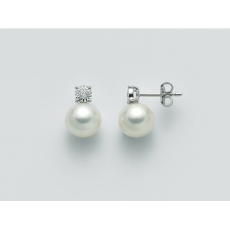 1 - Women's earrings with diamonds and Miluna pearl Gold 750/1000 PER2356