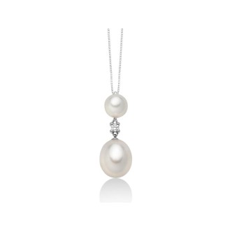 1 - Miluna women's necklace with 2 white pearls and diamonds White Gold PCL6118