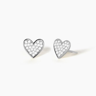 1 - Mabina women's silver heart earrings 563254