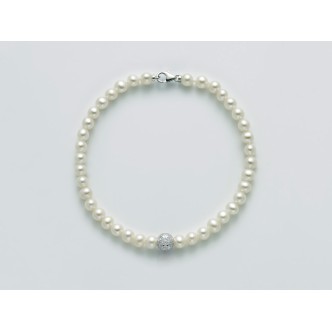 1 - White Gold Bracelet with Miluna PBR3047V pearls with faceted pearl