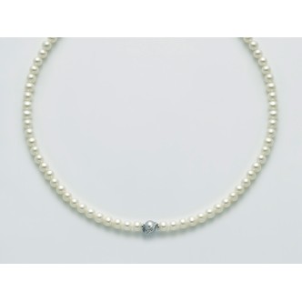 1 - White Gold Necklace with White and Gray Pearls Miluna PCL5884V