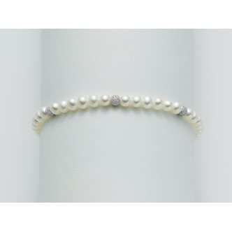 1 - Bracciale Oro Bianco con perle bianche Miluna PBR836BV