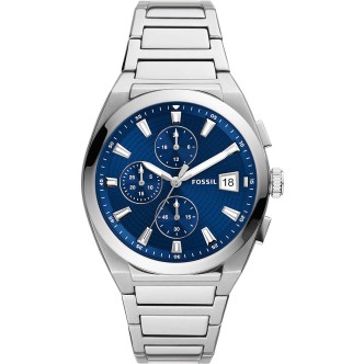 1 - Fossil Everett FS5795 steel blue men's chronograph watch