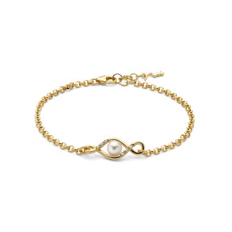 1 - Miluna Infinity bracelet with pearls and Topaz PBR3247G Silver 925 gilded