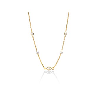 1 - Miluna Infinity necklace with pearls and Topazes PCL6128G Silver 925 gilded