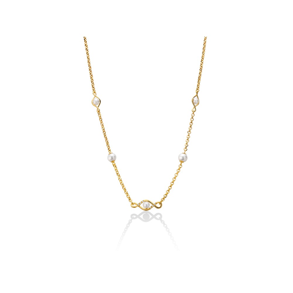 1 - Miluna Infinity necklace with pearls and Topazes PCL6128G Silver 925 gilded