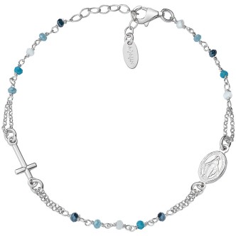 1 - Amen woman bracelet Blue rosary BRO25BMUB3 925 silver