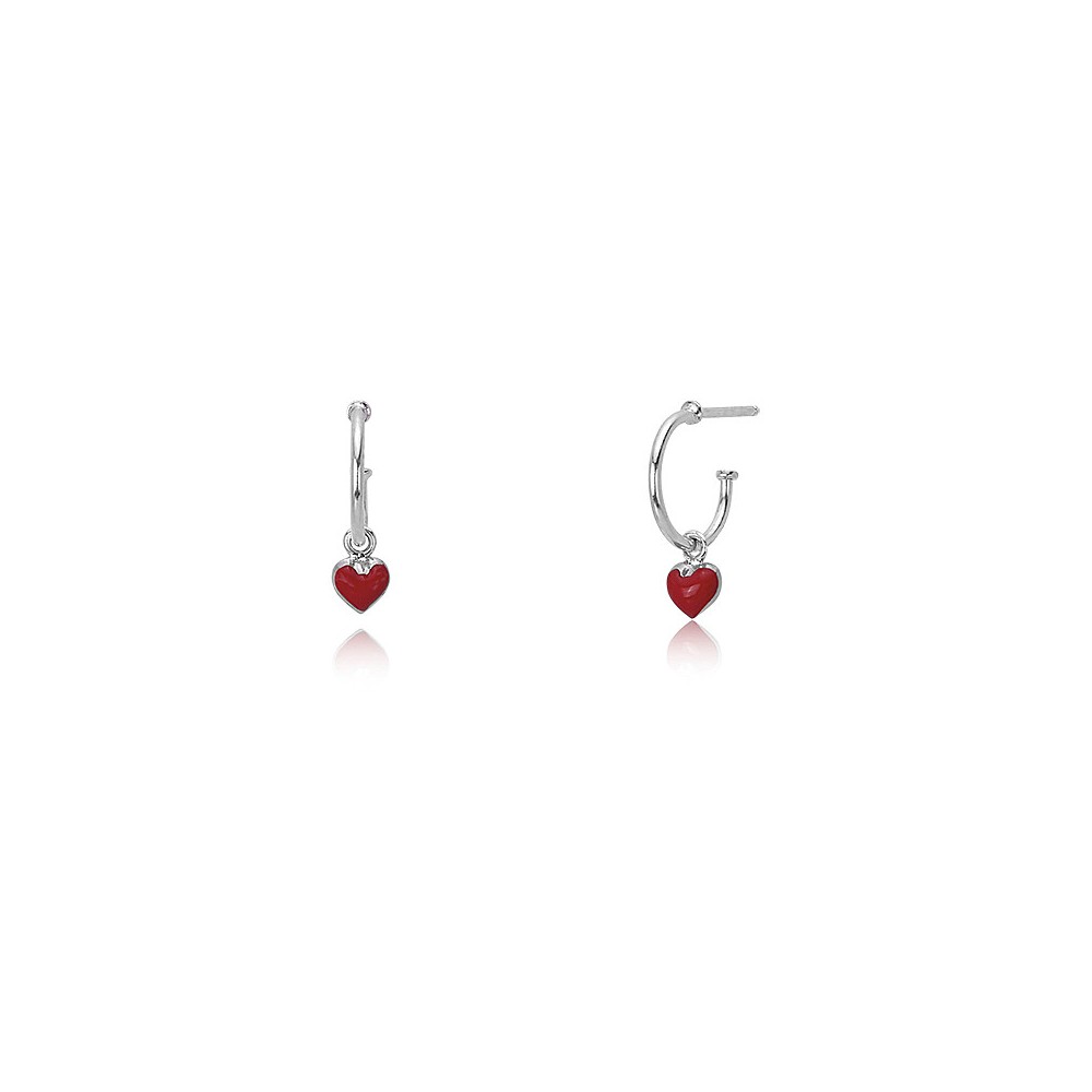 1 - Mabina girl's earrings red hearts silver 563345